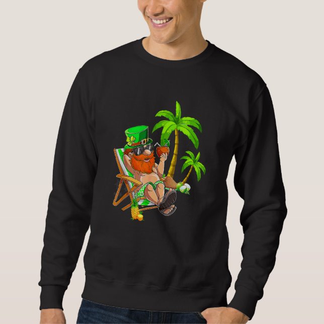 Lucky Irish Leprechaun Hawaiian Surfing St Patrick Sweatshirt (Front)