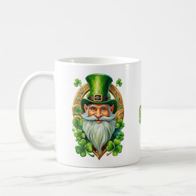 Lucky Irish Leprechaun Horseshoe and Clover  Coffee Mug (Left)