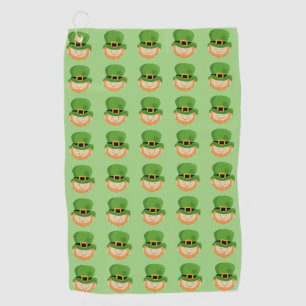 Lucky Irish Leprechaun with shamrock in his hat Golf Towel