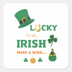 Lucky irish make a wish square sticker