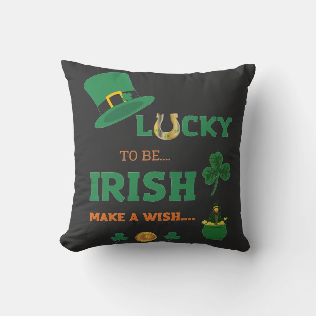Lucky irish make a wish  throw pillow (Front)