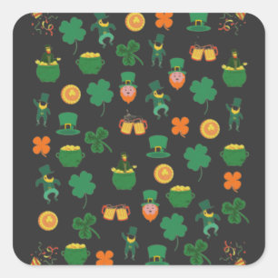 Lucky Irish pattern symbols, saint patrick's day Square Sticker