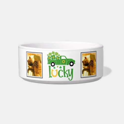 Lucky Irish Pet Owners Photo Name Bowl