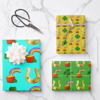 Lucky Irish Pot Of Gold Horseshoe  Wrapping Paper by holiday_store at Zazzle