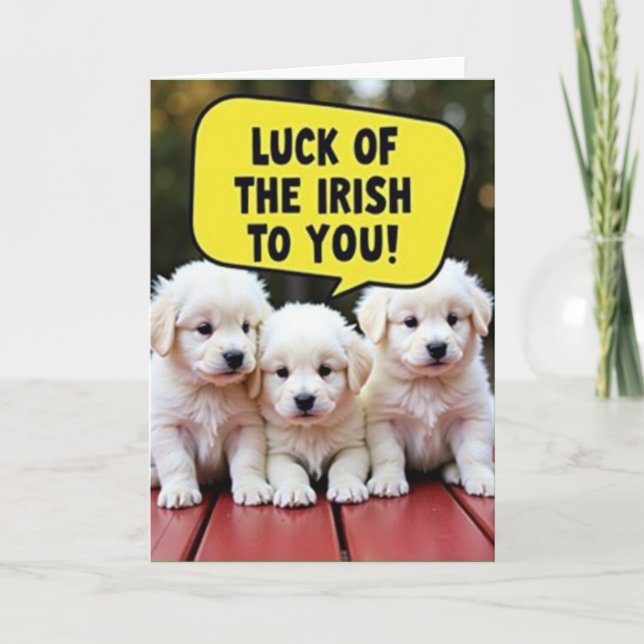 Lucky Irish Puppies Cute Card (Front)