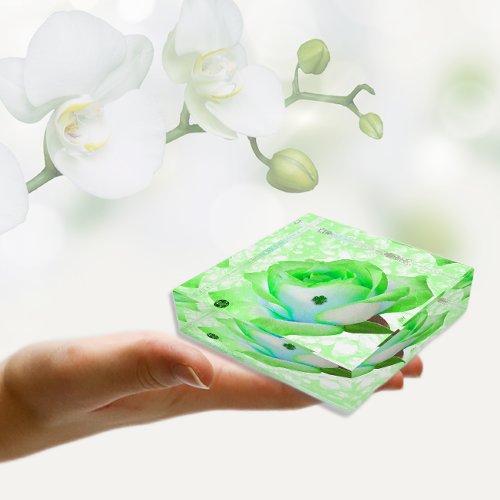 Lucky Irish Rose and Emerald Paperweight