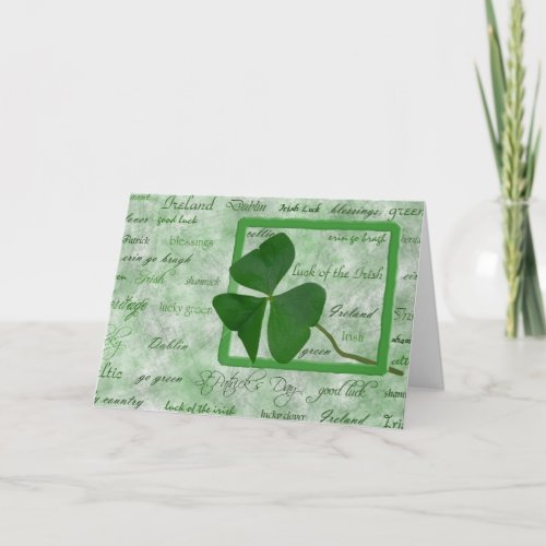 Lucky Irish Shamrock Card