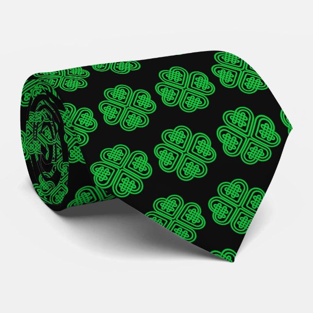 Lucky irish Shamrock Celtic Love Neck Tie (Rolled)