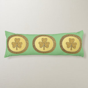 Lucky Irish Shamrock Gold Coin Body Pillow