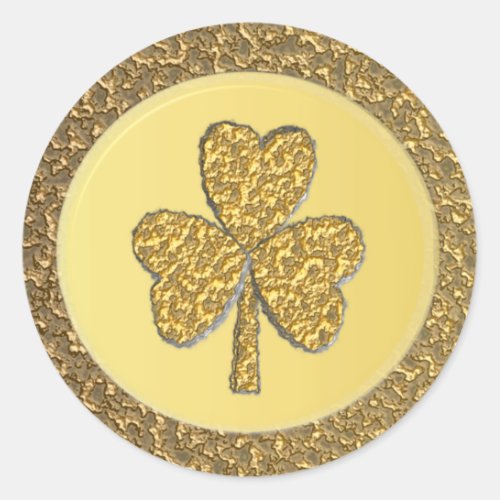 Lucky Irish Shamrock Gold Coin Classic Round Sticker