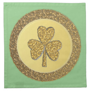 Lucky Irish Shamrock Gold Coin Cloth Napkin