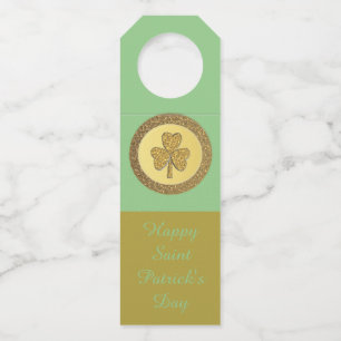 Lucky Irish Shamrock Gold Coin Custom Bottle Hanger Tag