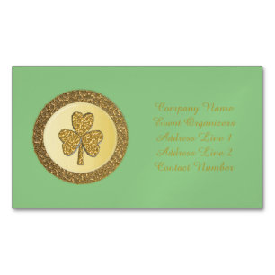 Lucky Irish Shamrock Gold Coin Custom Business Card Magnet