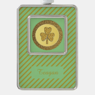 Lucky Irish Shamrock Gold Coin Custom Christmas Ornament