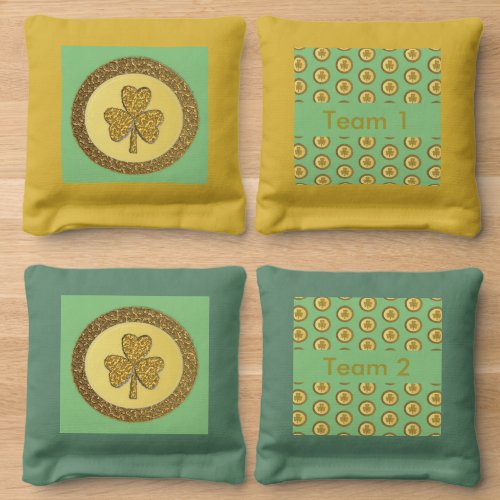 Lucky Irish Shamrock Gold Coin Custom Cornhole Bags