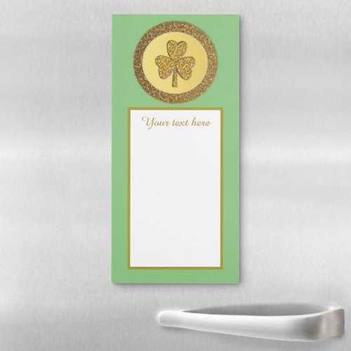 Lucky Irish Shamrock Gold Coin Custom Magnetic Notepad