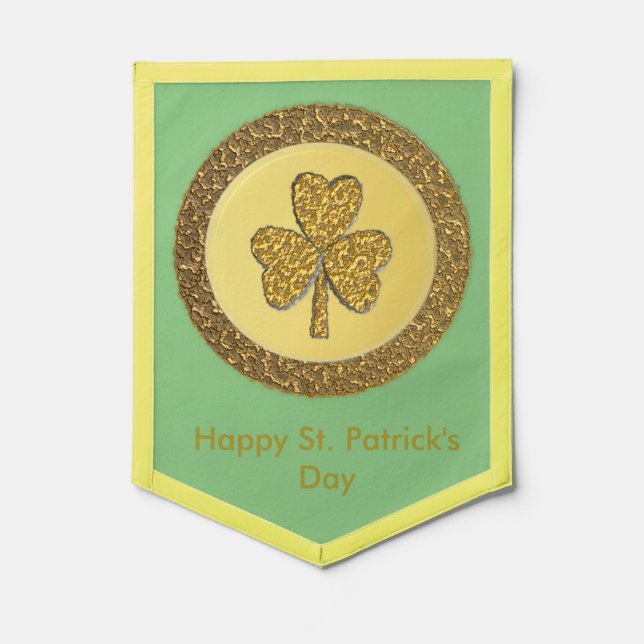 Lucky Irish Shamrock Gold Coin Custom Pennant (Front)