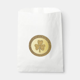 Lucky Irish Shamrock Gold Coin Favor Bag