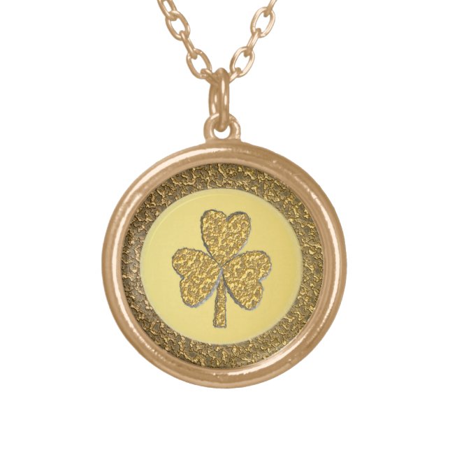 Lucky Irish Shamrock Gold Coin Gold Plated Necklace (Front)