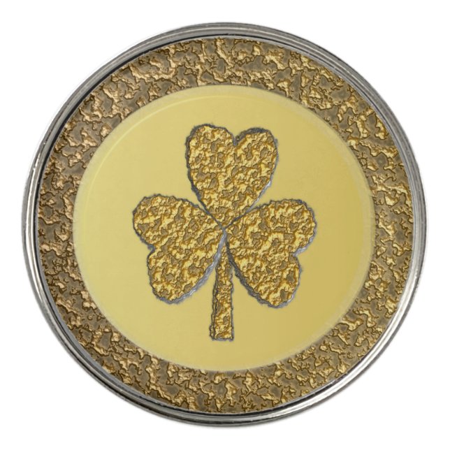 Lucky Irish Shamrock Gold Coin Golf Ball Marker (Front)