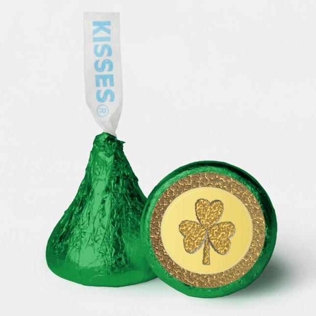 Lucky Irish Shamrock Gold Coin Hershey®'s Kisses® (Front)