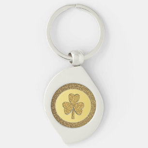 Lucky Irish Shamrock Gold Coin Keychain
