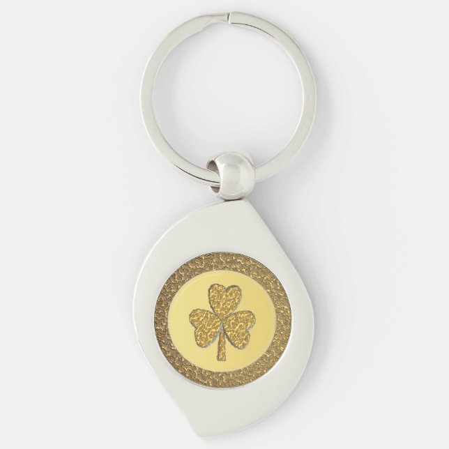 Lucky Irish Shamrock Gold Coin Keychain (Front)
