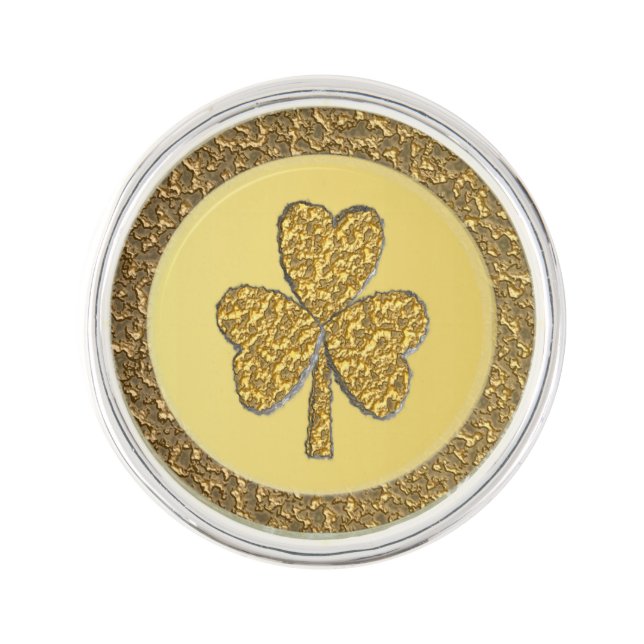 Lucky Irish Shamrock Gold Coin Lapel Pin (Front)