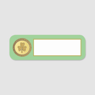Lucky Irish Shamrock Gold Coin Name Tag