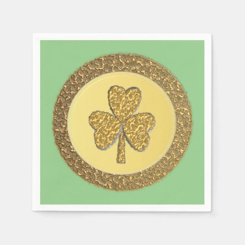 Lucky Irish Shamrock Gold Coin Napkins