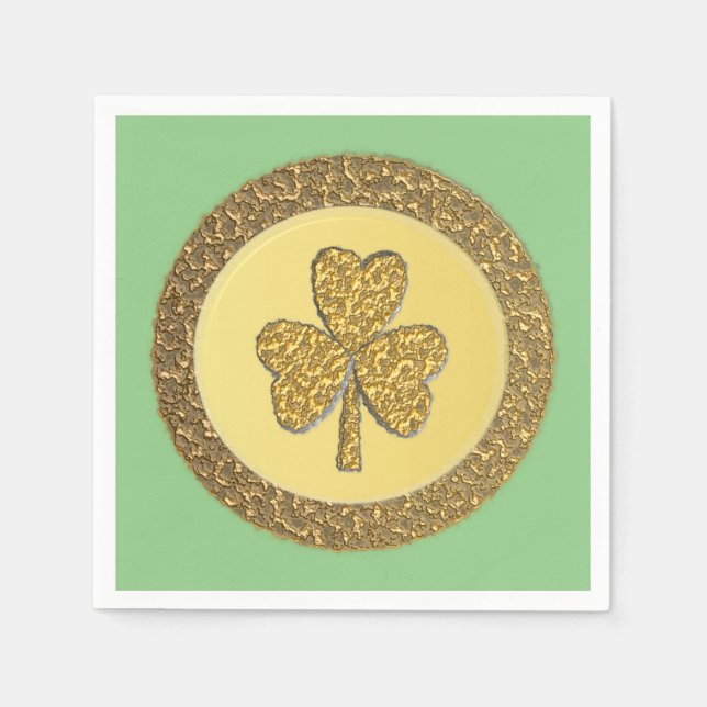 Lucky Irish Shamrock Gold Coin Napkins (Front)