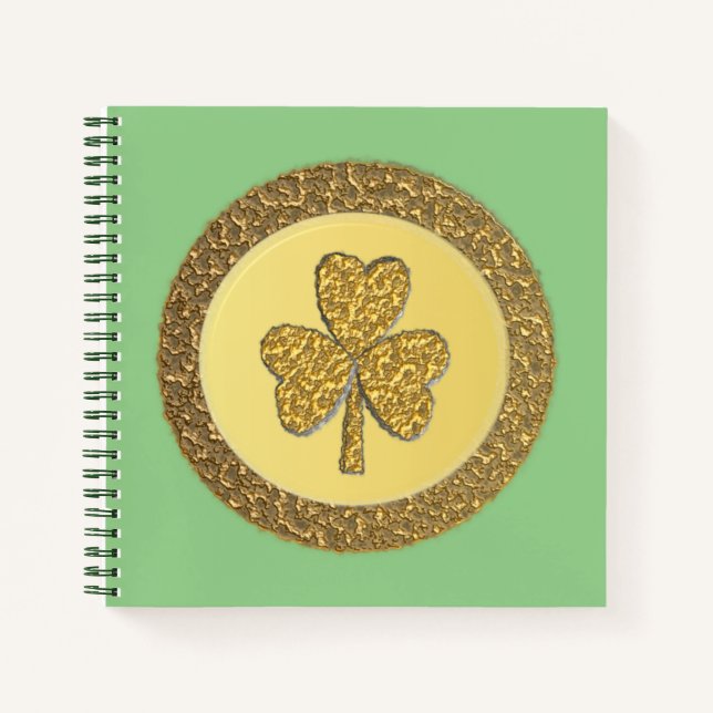 Lucky Irish Shamrock Gold Coin Notebook (Front)