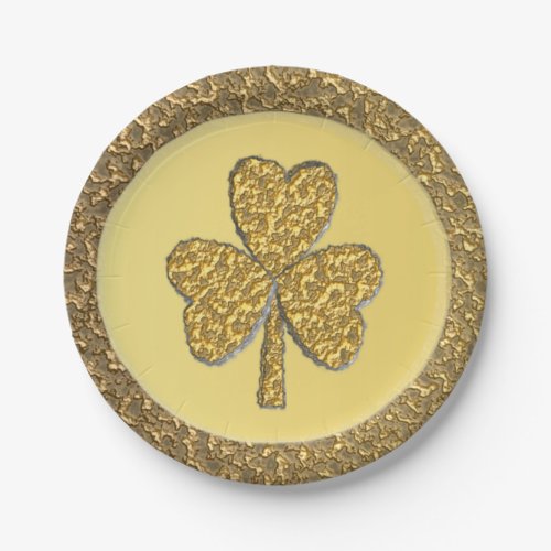 Lucky Irish Shamrock Gold Coin Paper Plates