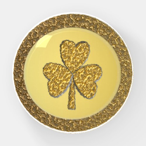 Lucky Irish Shamrock Gold Coin Paperweight