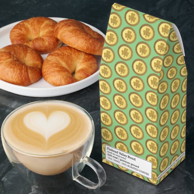 Lucky Irish Shamrock Gold Coin Patterned Roasted Coffee (Breakfast)