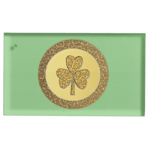 Lucky Irish Shamrock Gold Coin Place Card Holder
