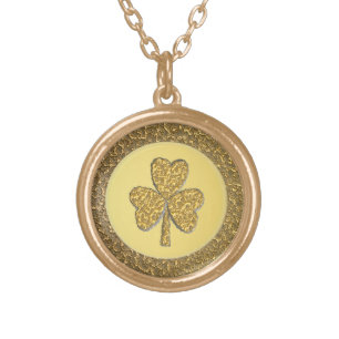 Lucky Irish Shamrock Gold Coin Plated Necklace