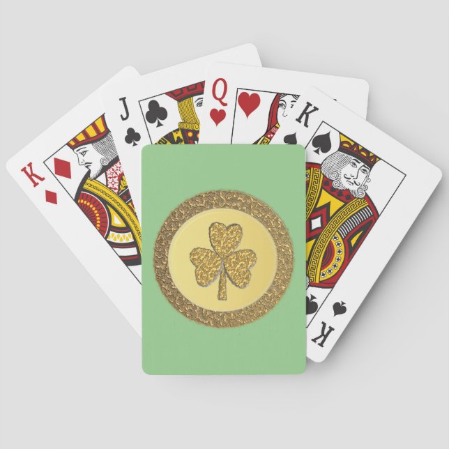 Lucky Irish Shamrock Gold Coin Poker Cards (Back)
