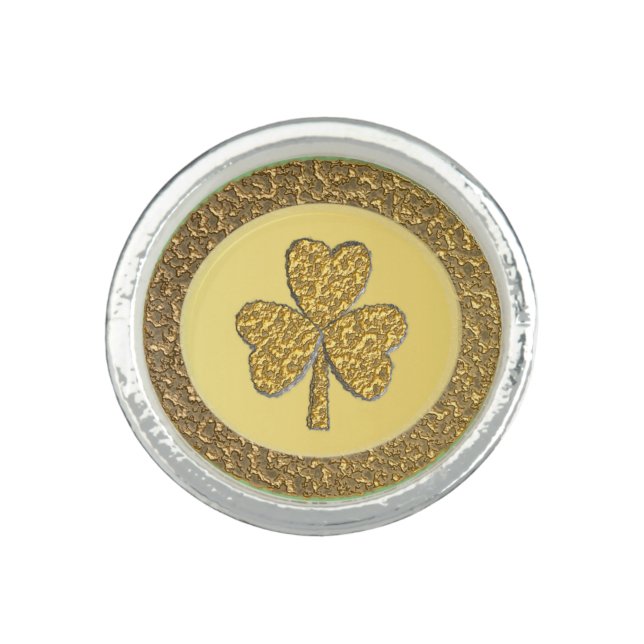 Lucky Irish Shamrock Gold Coin Ring (Front)