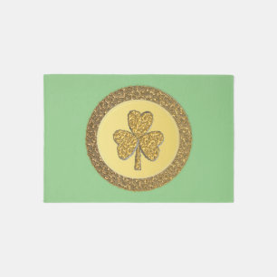 Lucky Irish Shamrock Gold Coin Rug