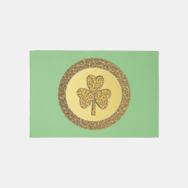 Lucky Irish Shamrock Gold Coin Rug (Front)