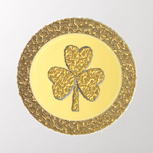 Lucky Irish Shamrock Gold Coin Shaped Wall Decal