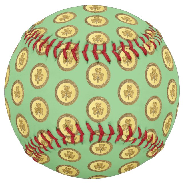 Lucky Irish Shamrock Gold Coin Softball (Front)