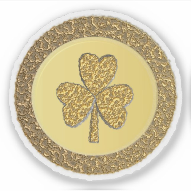Lucky Irish Shamrock Gold Coin Sticker (Front)