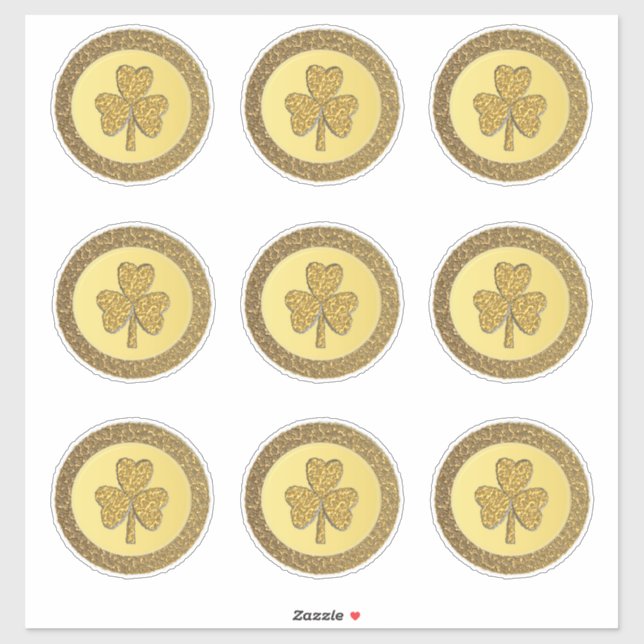 Lucky Irish Shamrock Gold Coin Sticker (Sheet)