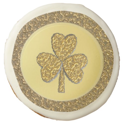 Lucky Irish Shamrock Gold Coin Sugar Cookie