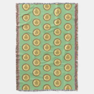 Lucky Irish Shamrock Gold Coin Throw Blanket