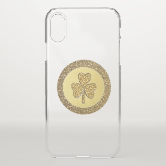 Lucky Irish Shamrock Gold Coin Uncommon iPhone Case (Back)