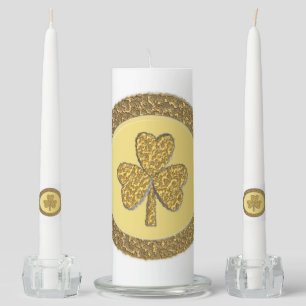 Lucky Irish Shamrock Gold Coin Unity Candle Set