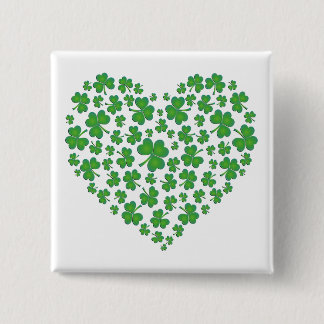 Lucky Irish Shamrock Heart Pinback Button